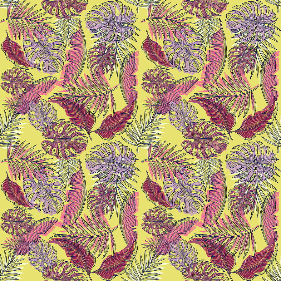 Tropical Palm Leaf Pattern - 02 Digital Art by Studio Grafiikka
