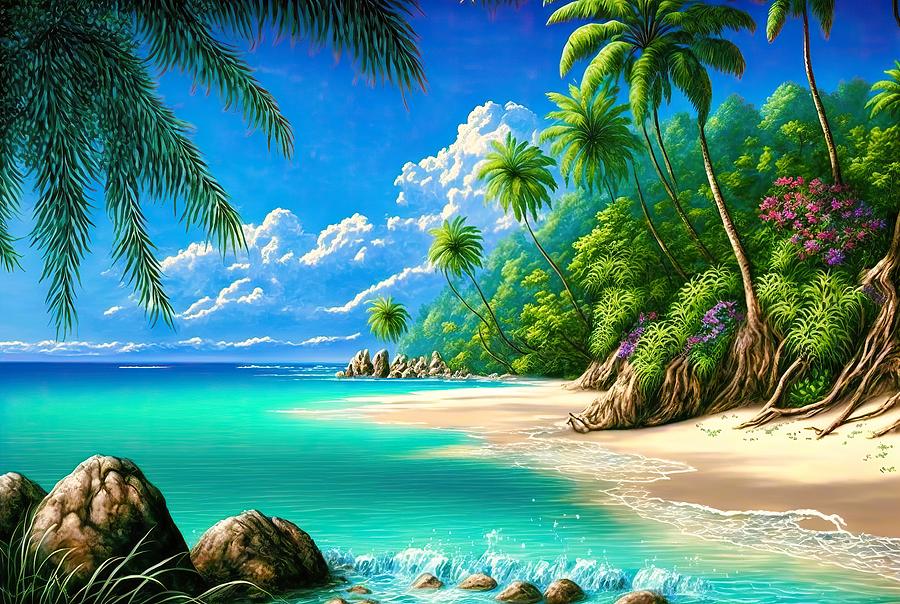 Tropical Paradise Beach 01 Digital Art by Matthias Hauser