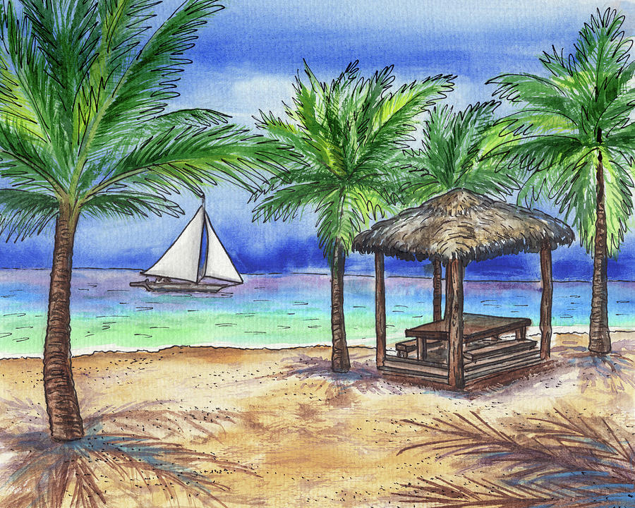 Tropical Paradise Cebu Island Philippines Watercolor  Painting by Irina Sztukowski
