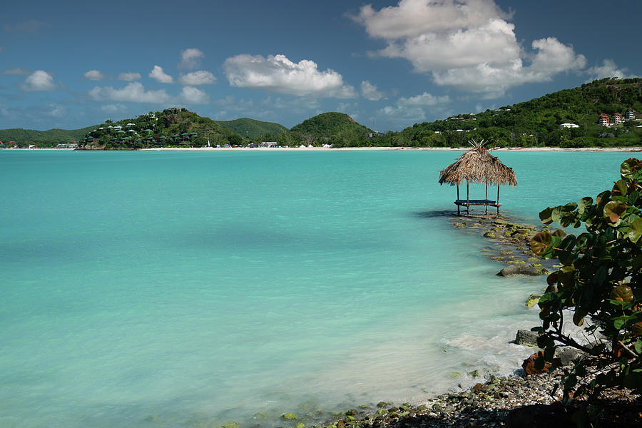 Tropical Paradise Straw Water Hut Lounger In Antigua Caribbean Photograph By Chaz Bharj