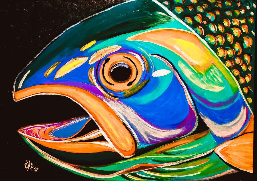 Tropical Parrot Fish Painting