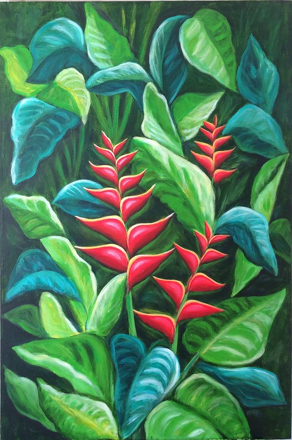 Tropical Plants Painting by Jordanka Yaretz