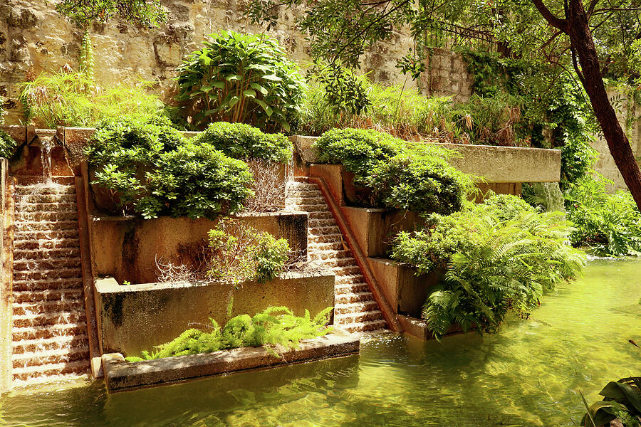 Tropical Serenity - Cascading Waters at San Antonio Riverwalk Photograph by Brigitte Blanchette Thompson Tropical Serenity - Cascading Waters at San Antonio Riverwalk Photograph by Brigitte Blanchette Thompson