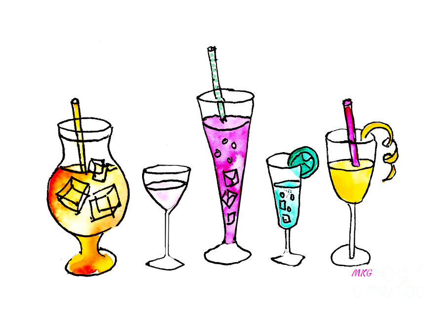 Tropical Summer Drinks Painting