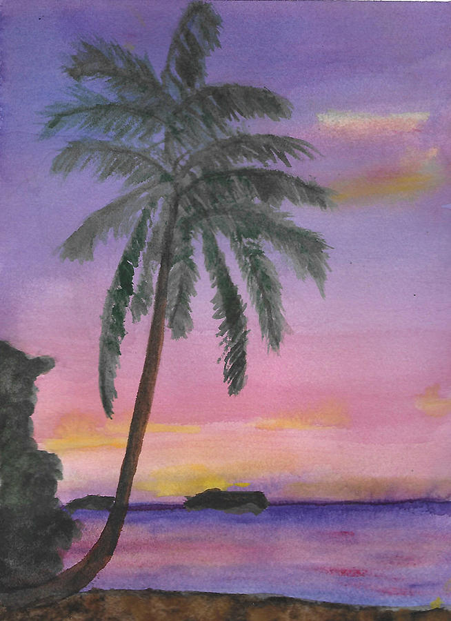 Tropical Sunset Painting by Diane Chinn