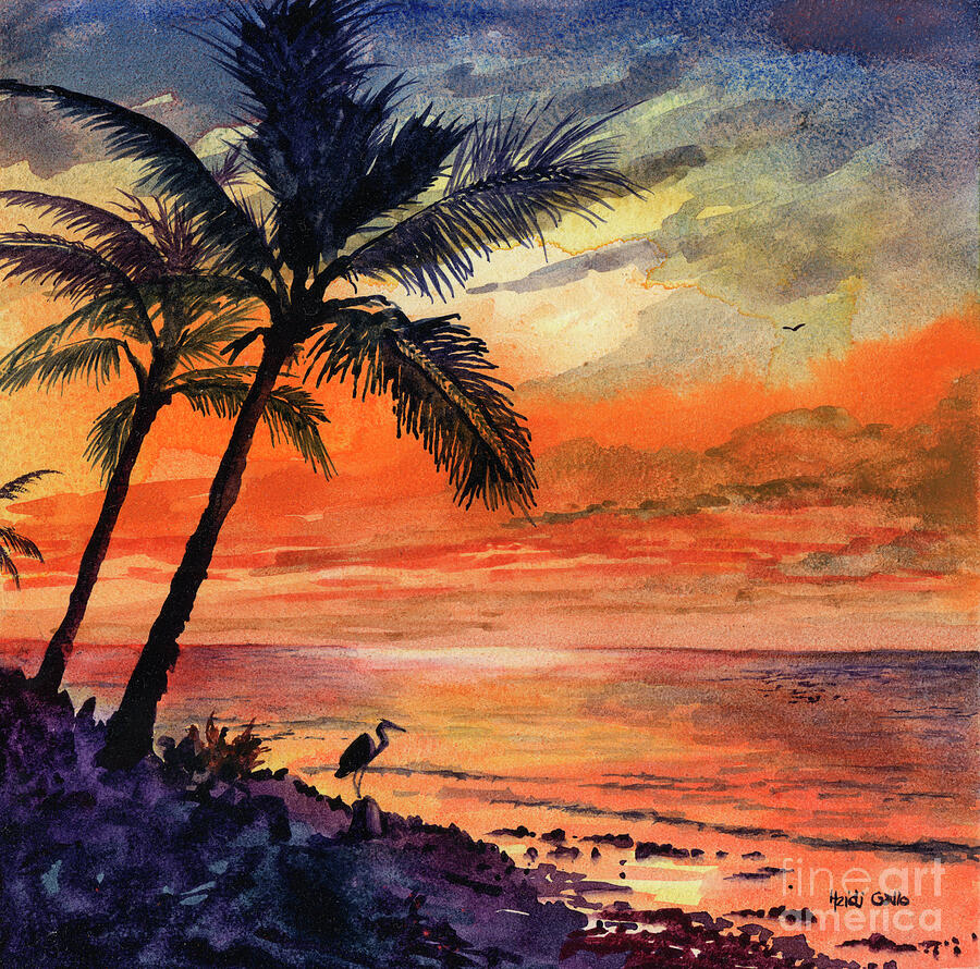 Tropical Sunset Painting by Heidi Gallo