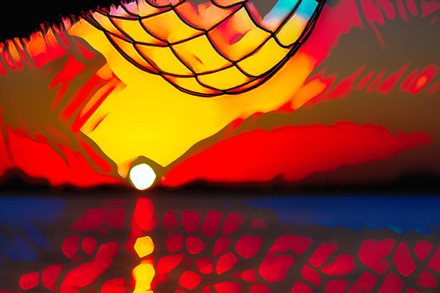 Tropical sunset in Cancun abstract Mixed Media by Tatiana Travelways