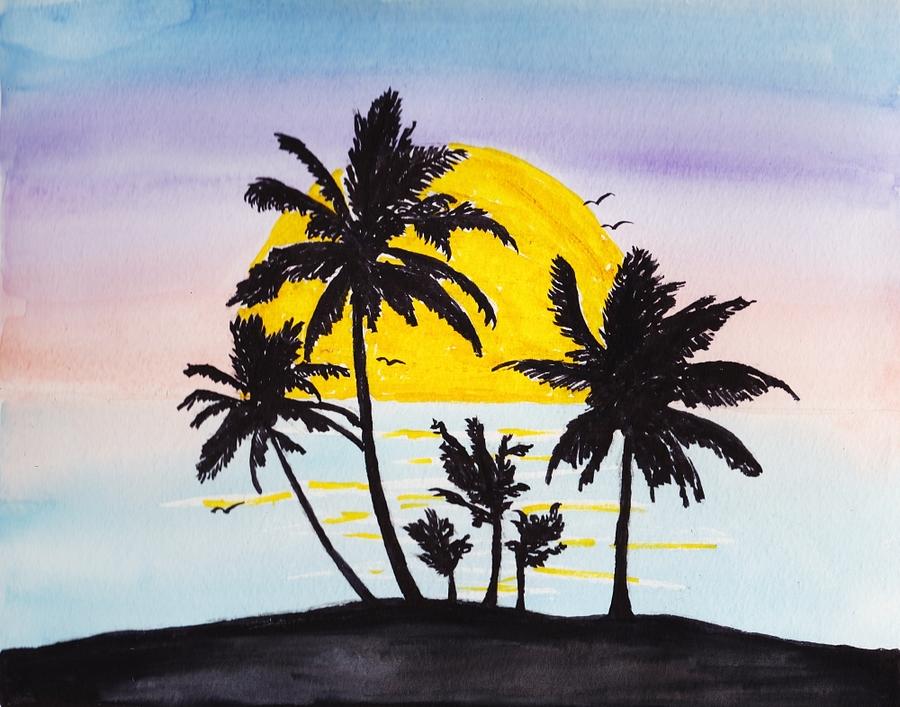 Sunset Painting - Tropical Sunset by Michelle Maher