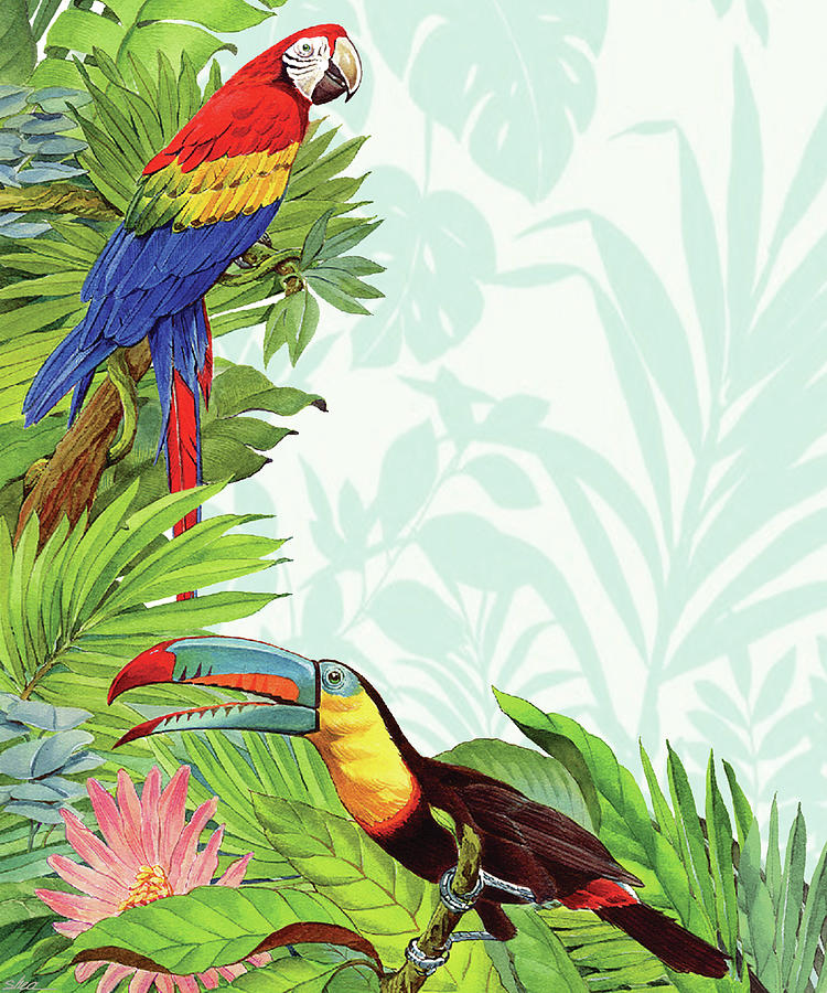 Macaw Painting - Tropical Tete a Tete by Shawn Shea