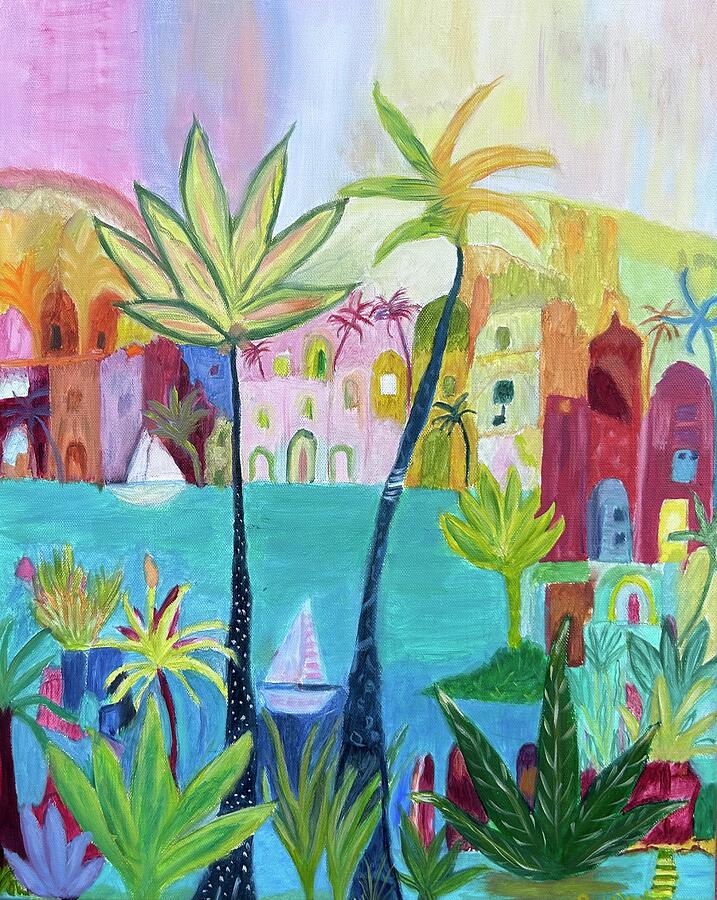 Tropical Painting - Tropical Village by Brooksie Steinman