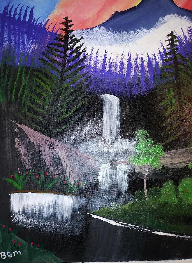 Tropical waterfalls Painting by Brenda Mcpherson | Fine Art America