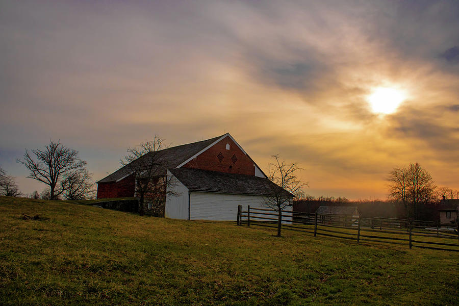 Trostle Barn Just Past Sunrise At Gettysburg Digital Art