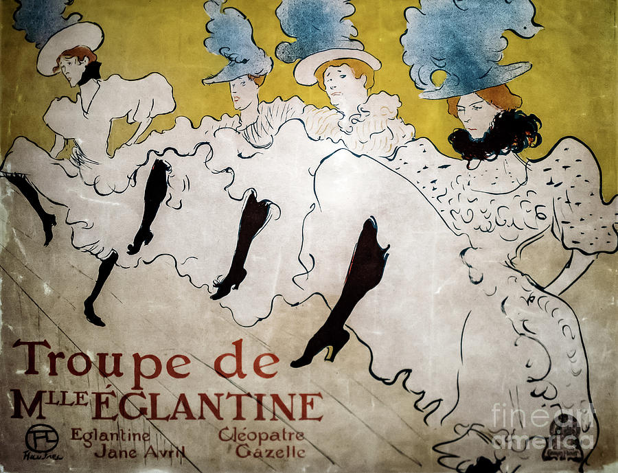 Troupe de Mademoiselle Eglantine Vintage Poster by Henri de Toul Drawing by Henri de Toulouse-Lautrec