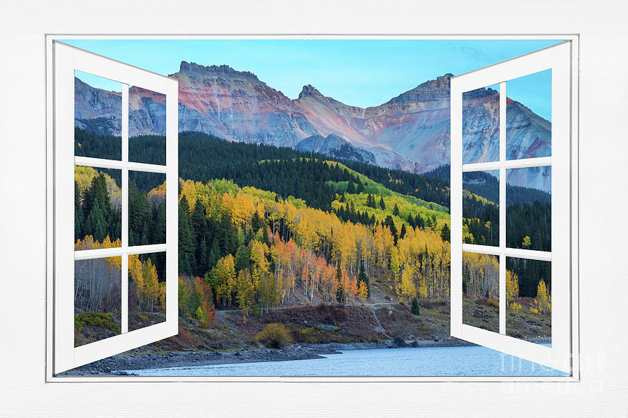 Trout Lake Autumn Rocky Mountain Open White Picture Window Frame Photograph by James BO Insogna