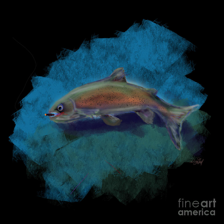 Trout on a Fly Digital Art by Doug Gist