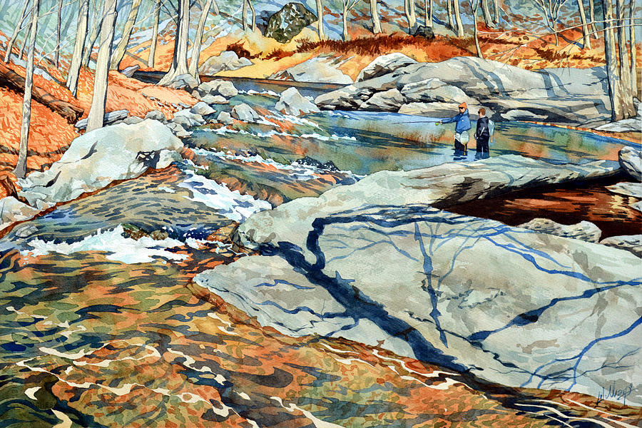Trout swim through it Painting by Mick Williams