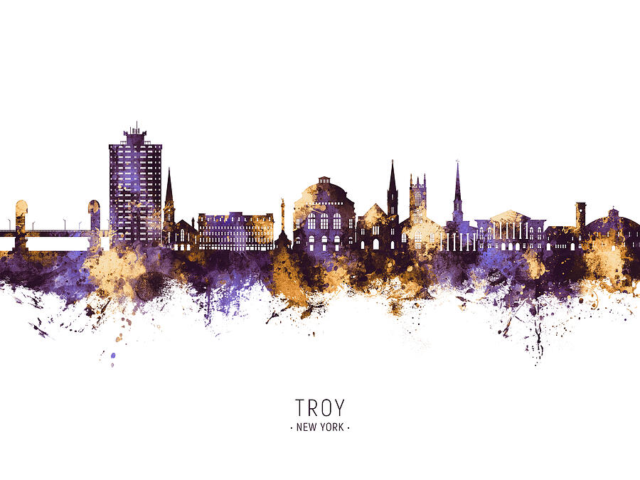 Skyline Digital Art - Troy New York Skyline #93 by Michael Tompsett Skyline Digital Art - Troy New York Skyline #93 by Michael Tompsett