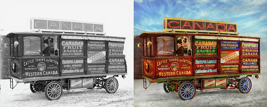 Truck - Bus - Welcome wagon 1905- Side by Side Photograph by Mike Savad