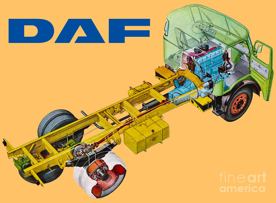 Truck DAF A2000 DO. Cutaway automotive art Drawing by Vladyslav ...