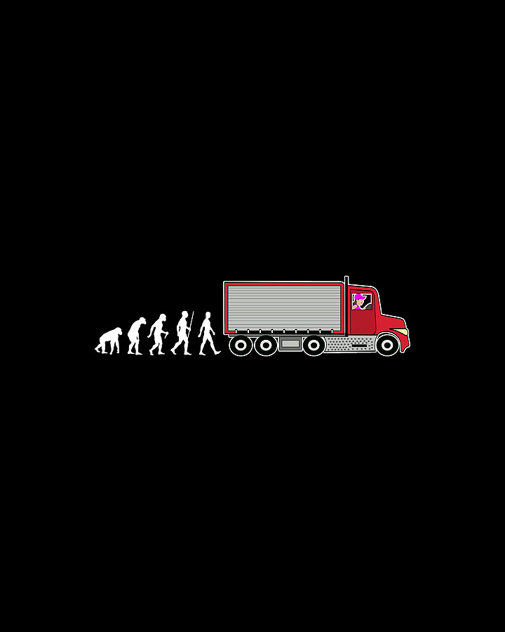 Truck Driver Evolution Logistics Highway Truck Gift Digital Art by
