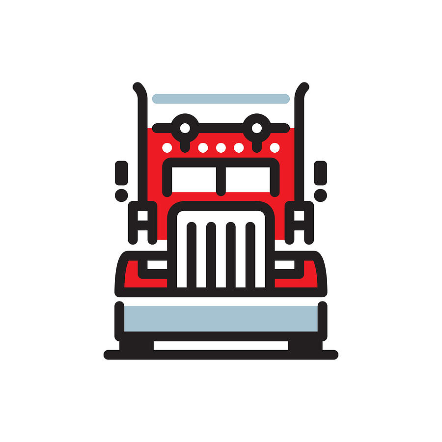 Truck line icon Drawing by Steppeua