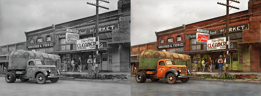 Truck - The city grocer 1939 - Side by Side Photograph by Mike Savad