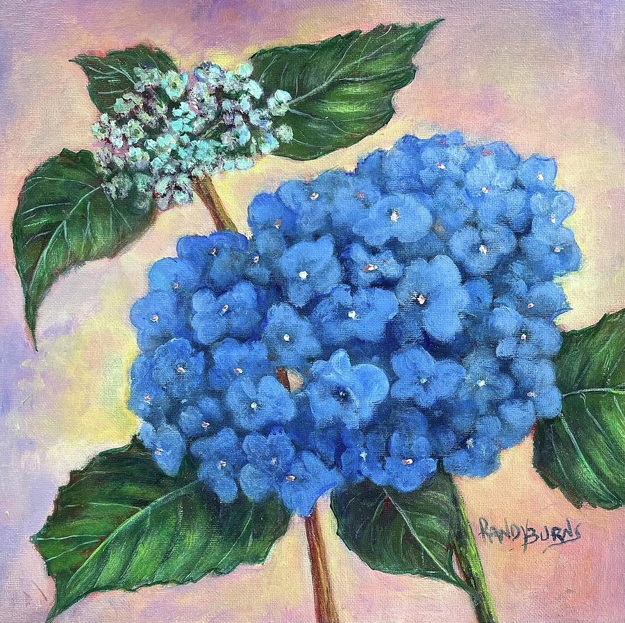 True Blue Hydrangea Painting by Rand Burns