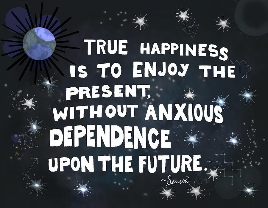 True Happiness Quote Digital Art by Blenda Studio