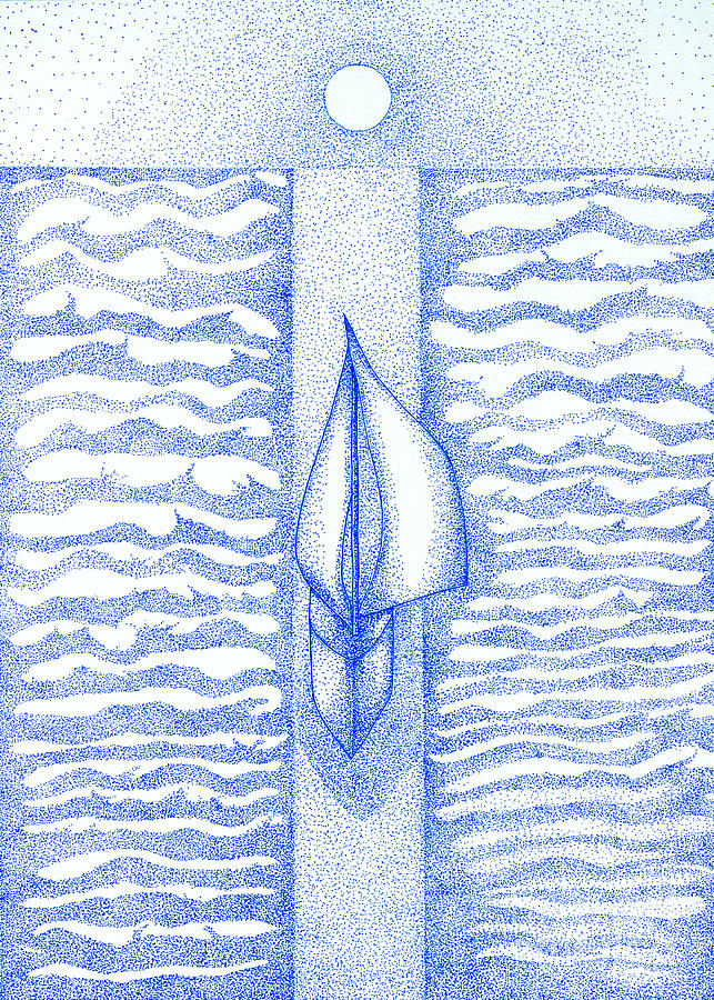 True Sail- Blue Drawing by Lisa Senette