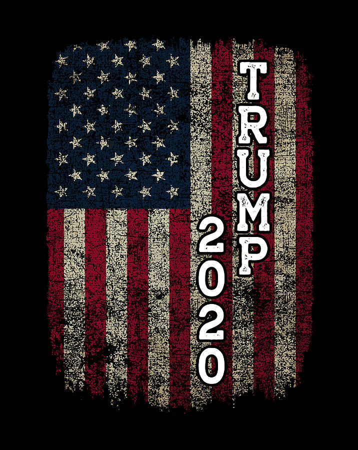 Trump 2020 American Flag Vintage Us President Re-Election Digital Art ...