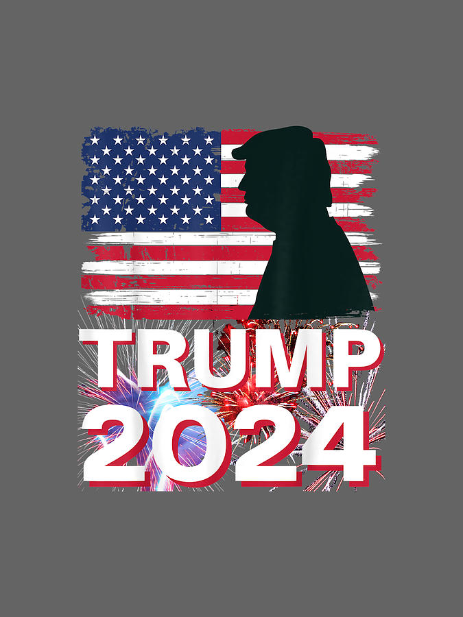Trump 2024 With Vintage Distressed American Flag Patriotic Drawing by ...