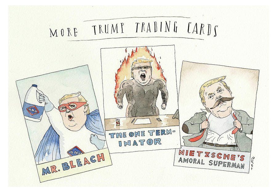 Trump Drops More Superhero Collectibles Painting by Barry Blitt