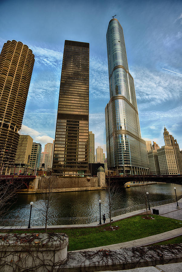 Chicago Photograph - Trump Tower and River Front by Sebastian Musial