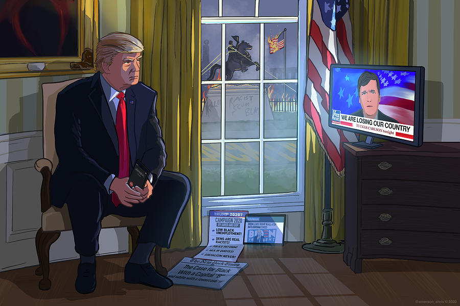 Trump Watching Tucker 2020 Digital Art by Emerson Design