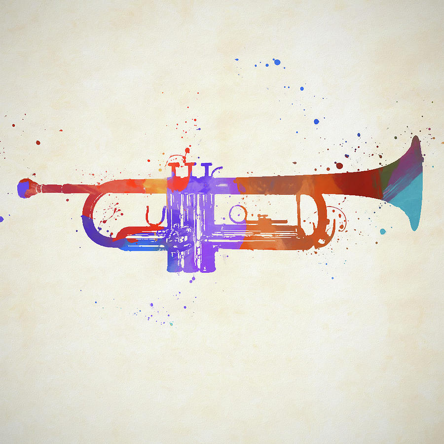 Trumpet Color Splash Painting Painting by Dan Sproul