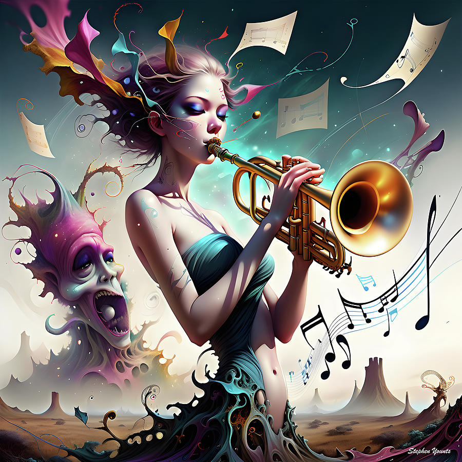 Trumpeter Digital Art by Stephen Younts
