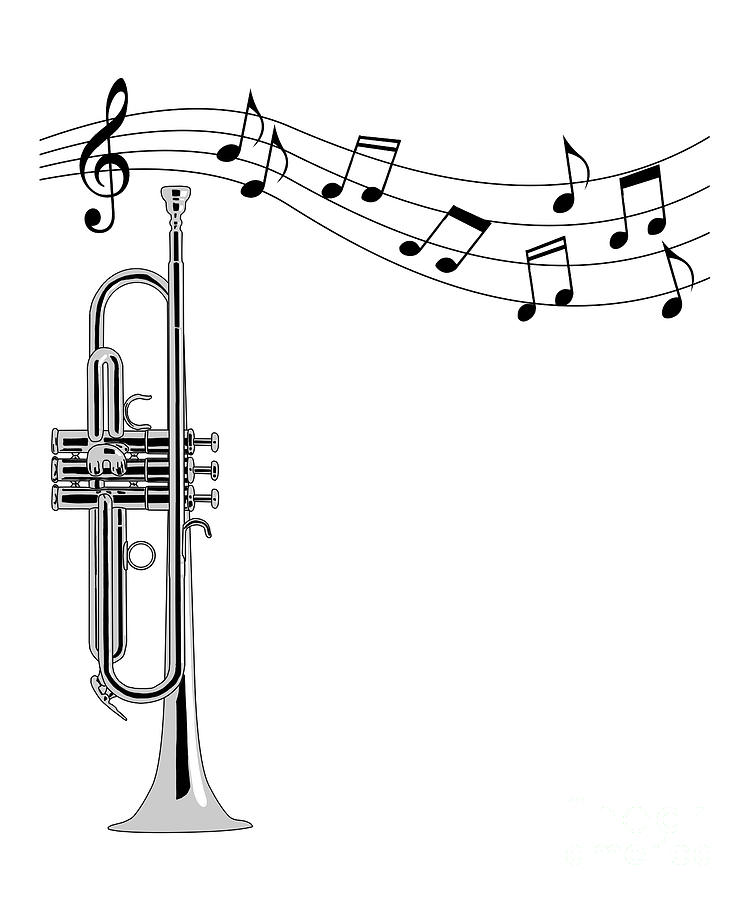 Trumpeter Trumpet Player Brass Music Notes Jazz Player Digital Art by