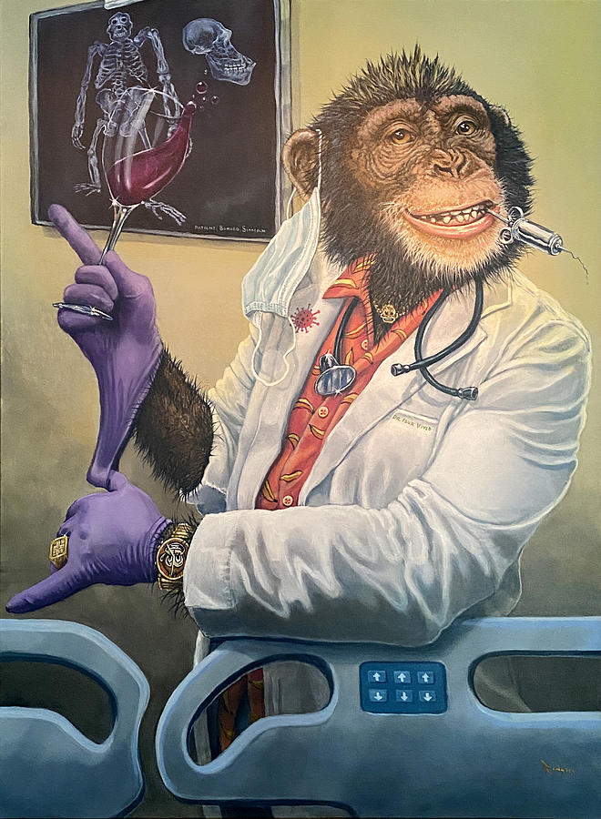 Chimpanzee Painting - Trust Me, Im a Doctor by Lance Rodgers