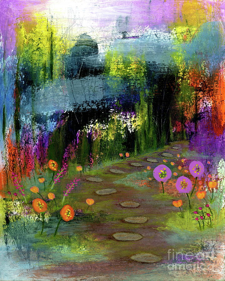 Abstract Landscape Painting - Trusting My Instincts 2, Abstract Landscape Flowers Painting by Itaya Lightbourne Abstract Landscape Painting - Trusting My Instincts 2, Abstract Landscape Flowers Painting by Itaya Lightbourne