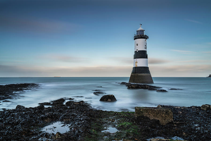 Trwyn Du Lighthouse on a winters day Photograph by Mark Palombella Hart