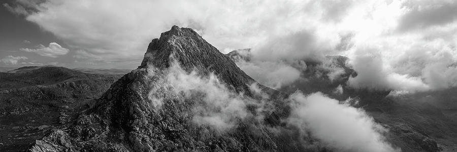 Tryfan Mountain Snowdonia national park wales black and white Photograph by Sonny Ryse