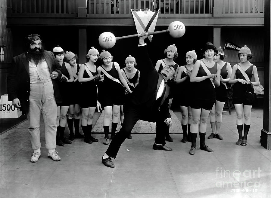Mack Sennett Silent Film Comedy 1919 - Weightlifting Photograph by Sad Hill - Bizarre Los Angeles Archive