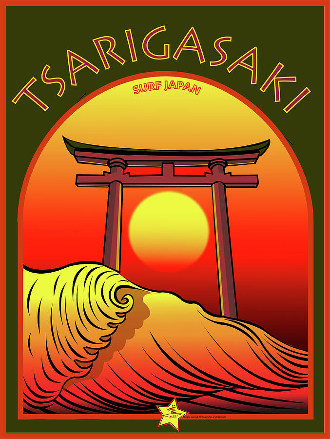 Tsarigasaki Surfing Japan Digital Art