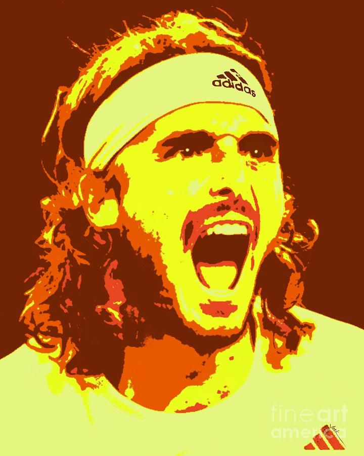 Stefanos Painting - Tsitsipas Australian Open by Jack Bunds Stefanos Painting - Tsitsipas Australian Open by Jack Bunds