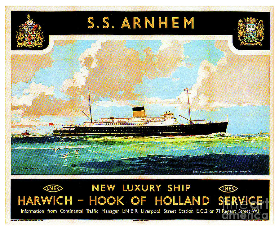 TSS Arnhem Cruise Ship Postcard 1946 Painting by Frank Henry Mason