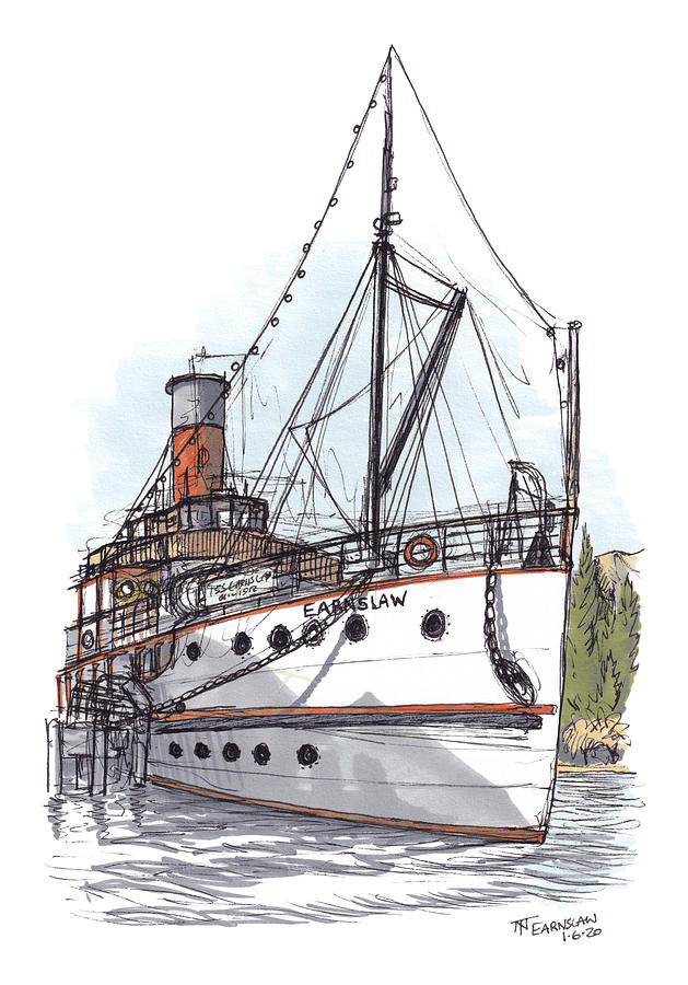 New Zealand Painting - TSS Earnslaw Docked by Tom Napper