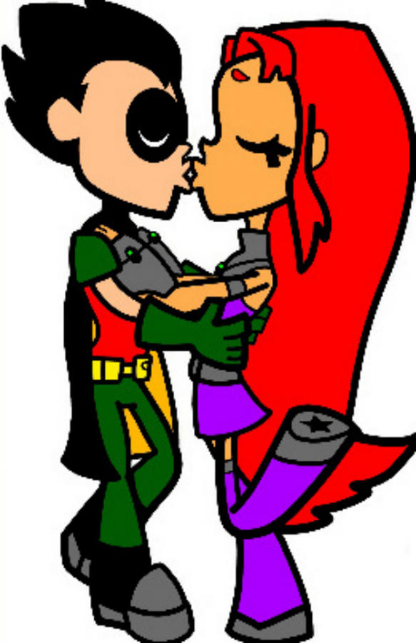 Ttg Robin And Starfire Kissing Digital Art By Sarah Vickers Fine Art