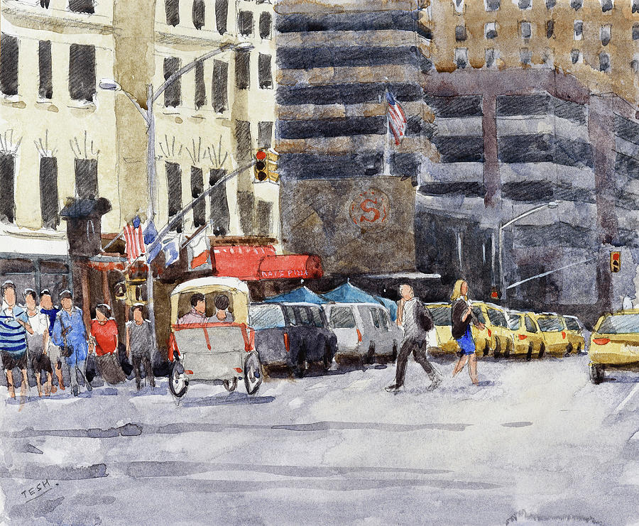 7th Avenue and W 53rd Street NY Painting by Tesh Parekh