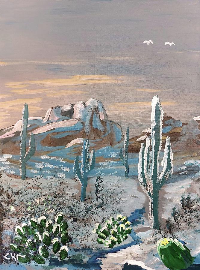 Tucson Mountains Snow Painting by Chance Kafka