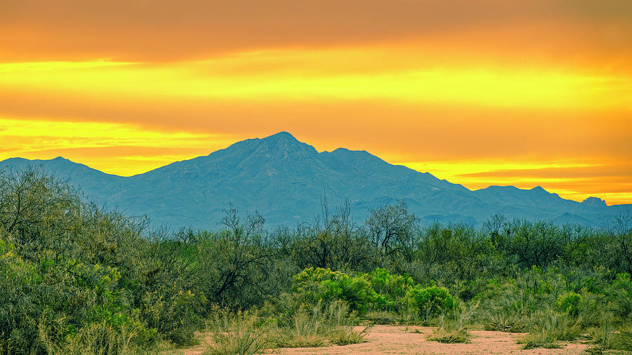Tucson Mountains Sunset 25044 Photograph by Mark Myhaver